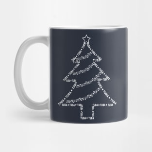 White Tuba Text Christmas Tree Mug